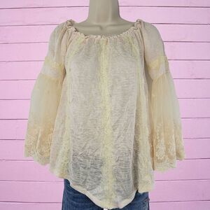 American Rag Ivory Lace bell sleeve top Medium